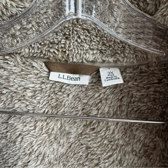 Women's L.L.Bean Hi-Pile Fleece Olive Sherpa Fleece Jacket size 3X - Picture 7 of 7